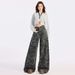 American-style High-waisted Camouflage Wide-leg Jeans Women, Loose Slimming Straight Pants Spring And Autumn, Available_mkmklike.com