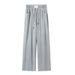 2026 New Women's Plus Size Summer Thin Elastic Wide-Leg Straight Pants With Tencel Washed Denim And Waist Cord_mkmklike.com