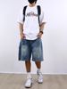 Men's Clothing Retro Denim Shorts For Men And Women Distressed Loose Fit Straight Leg Casual Street Style Washed Five Point Trendy_mkmklike.com