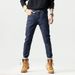 Men's Washed Blue Jeans – Classic Straight Fit With Gothic Letter & Skull Print, Mid-Rise Cotton Denim For Casual Streetwear (28-38)_mkmklike.com