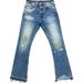 Men's High-Waisted Slim Fit Distressed Denim Jeans With Splash & Burn Design, Straight Leg, Classic Blue_mkmklike.com
