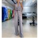 Women's clothing fashion temperament sleeveless hollow shirt high waist wide leg pants two-piece suit_mkmklike.com