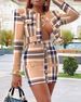 women's new metal buckle short knitted cardigan + hip bandage skirt suit for women_mkmklike.com