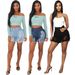 Women's Clothing Fashion Slim Versatile Washed Hole Stretch Denim Shorts_mkmklike.com