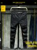 Men's Slim Fit Mid-Waist Fleece Lined Jeans Autumn New Style Ripped Painted Finish_mkmklike.com