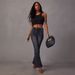 Women's Clothing High Waist Flared Jeans - Stretch Denim Bell Bottom Pants For Casual & Streetwear Fashion_mkmklike.com