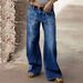 Women's mid Rise Stretch Straight Leg Jeans Casual Wide Leg Style with Front And Back Pockets Spring/Autumn Summer Cotton Denim_mkmklike.com