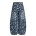 Full Print Star Wide-Leg Denim Men's Unique Niche Design Vibe Trendy Brand High Street Oversized Scimitar Pants_mkmklike.com