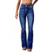 Vintage Stretch Flare Jeans For Women - Retro High Waist Denim Pants With Distressed Wash, Street Style Comfort Fit (Dark Blue/Light Blue/Black)_mkmklike.com