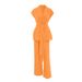 Women's Clothing Versatile vitality orange cotton and linen commuting street style sleeveless lace-up vest wide-leg pants suit_mkmklike.com