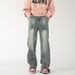 Men's Slightly Flared Loose Straight Leg Jeans High Street Style Summer Vibe Design Zipper Trousers_mkmklike.com
