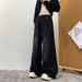 Men's Trendy High Street Workwear Jeans Drawstring Elastic Waist Loose Wide Leg Floor Length Pants Blue Spring Summer_mkmklike.com