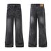 Men's Clothing American High Street Vibe Lightning Crackle Pattern Cleanfit Wide Leg Flared Jeans For Men_mkmklike.com