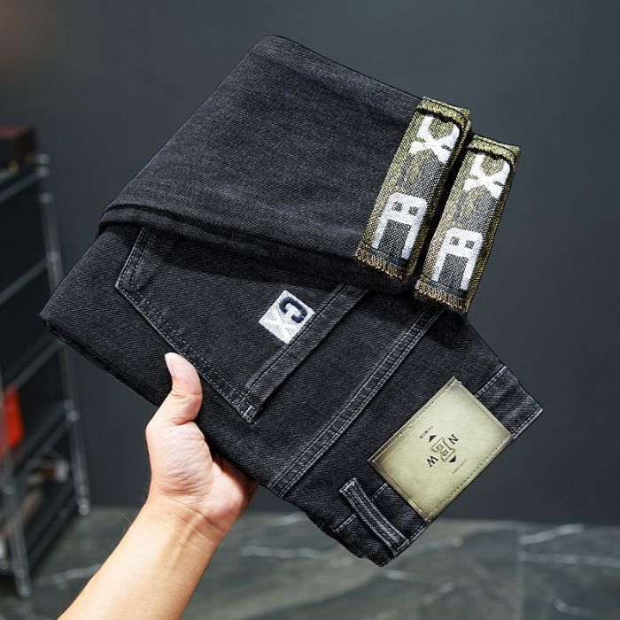 Men's Winter Fleece-Lined Stretch Jeans – Thickened Straight-Leg Trousers With Thermal Insulation & 3D Tailoring (Black-Grey/Blue-Grey, 28-38)_mkmklike.com