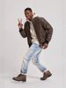 Men's High Street Distressed Blue Washed Straight Leg Jeans - Classic Denim Pants For Casual & Urban Style_mkmklike.com