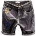 Color Blocked Ripped Denim Shorts For Men Loose Mid-Length Summer Outerwear Trendy Patchwork Five Point Pants_mkmklike.com