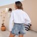 Women's Casual Denim Jacket - Oversized Lightweight Cropped Coat With Long Sleeves & Turn-Down Collar_mkmklike.com