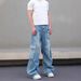 Unisex Loose Casual Wide Leg Cargo Pants American High Street Style Washed Multi Pocket Curved Jeans Trendy_mkmklike.com