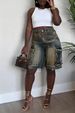 Spring/Summer Women's Clothing Ripped Straw Wash Work Pocket Jeans New Style Hot Item_mkmklike.com