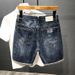 Men's Slim Fit Straight Leg Distressed Embroidered Denim Shorts American Style Washed Casual Sporty Versatile Trendy Five Point Pants_mkmklike.com