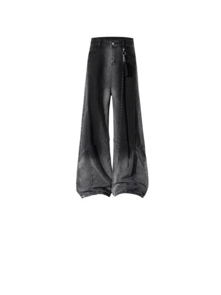 WASSUO NEST Men's Blue Ombre Jeans - Relaxed Fit Vintage Washed Trousers For Casual Wear_mkmklike.com