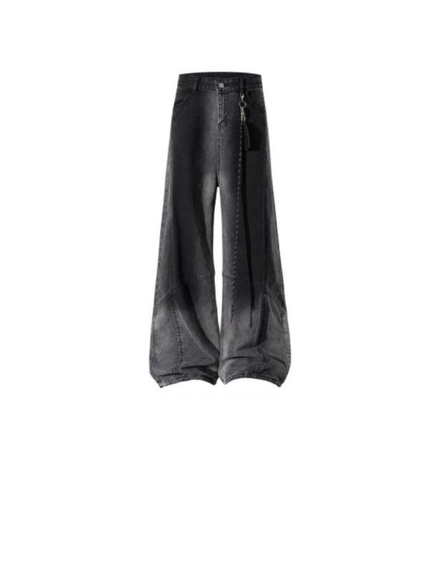 WASSUO NEST Men's Blue Ombre Jeans - Relaxed Fit Vintage Washed Trousers For Casual Wear_mkmklike.com
