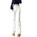 Spring And Autumn Fleece-Lined White High-Waisted Slimming Stretchy Straight-Leg Pants Trendy Slightly Flared Jeans For_mkmklike.com