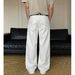 Men's White Denim Jeans Trendy Straight Leg Casual Trousers High Street Retro With Contrasting Embroidered Back Pockets For Spring_mkmklike.com