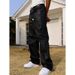 Men's Relaxed Fit Waxed Cargo Pants - Streetwear Straight Leg Trousers With Stylish Washed Finish, Comfortable & Versatile For Casual Outfits_mkmklike.com