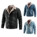 Loom Cross-Border Denim Wholesale Autumn Winter Jacket Fleece-Lined Casual Men's Fashion European And American Style_mkmklike.com