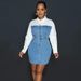 Women's Clothing Denim Splicing Temperament Commuter Shirt Dress_mkmklike.com