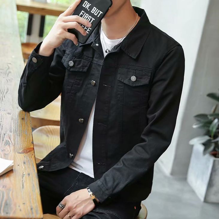 Men's Clothing Ripped Trendy Handsome Personality Casual Denim Top Workwear Jacket_mkmklike.com