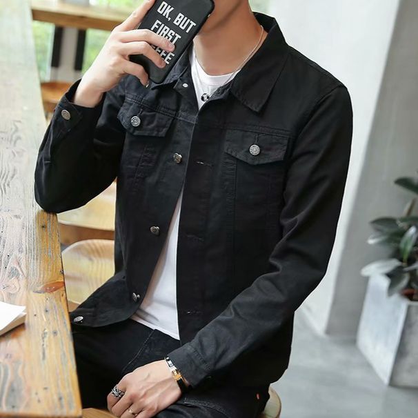 Men's Clothing Ripped Trendy Handsome Personality Casual Denim Top Workwear Jacket_mkmklike.com