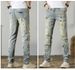 Premium Vintage Washed Jeans – Distressed Splatter Paint & Patchwork (Slim Straight Fit, Mid-Rise, Stretch Denim, 28-38, Hand-Painted Details)_mkmklike.com