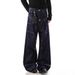 Men's Clothing Double-Waistband Raw Denim Jeans – Distressed Blue Workwear Pants With Rivets & Loose Straight Fit, Unisex Carpenter Style Trousers_mkmklike.com