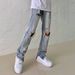 Men's Trendy Ripped Skinny Jeans High Street European American Style Distressed Zipper Pants Spring Summer Retro_mkmklike.com