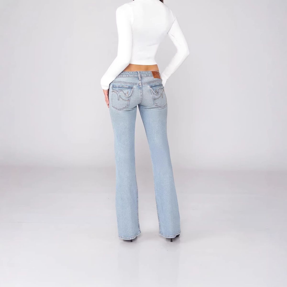 Women's Clothing Women's Washed Low Rise Y2K Flared Jeans Revice_mkmklike.com