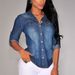 Women's Nostalgic Retro Washed Women's Long-sleeved Denim Shirts Shirts_mkmklike.com