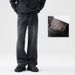 Men’s Oversized Straight-Leg Jeans – Classic Black Washed Denim Pants (65.5% Cotton, S-4XL), Relaxed Fit For Urban Streetwear & Casual Styling_mkmklike.com