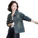 Fashionable Women's Short Denim Jacket 2025 New Spring And Autumn Hong Kong Style American Retro Design Long-sleeve Top_mkmklike.com