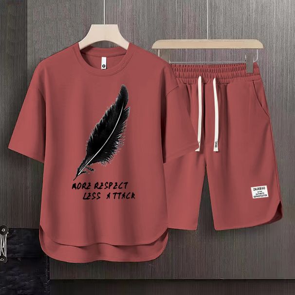 Men's Clothing 2024 Waffle Casual Summer Suit Men's Loose Teen Short sleeved T shirt Shorts Handsome Two piece Suit_mkmklike.com