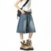 Men's Retro Washed Denim Shorts Loose Fit Straight Leg Casual Five-Pocket Mid-Thigh Shorts For Summer_mkmklike.com