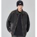 Loom European And American Retro Tough Guy Turn-Down Collar Black Jacket Deconstructed Patchwork Washed Oversized Denim Shirt_mkmklike.com