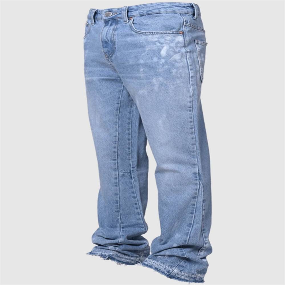 Spring 2025 European-Amecian Fashion Jeans Men's Cotton Mid Waist Straight Type Stretch Cowboy Pants S-2XL_mkmklike.com