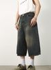 Denim Shorts Versatile Loose Wide Leg Straight Cropped Trousers_mkmklike.com