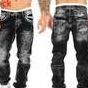 "Men's Straight Leg Jeans Casual Denim Pants With Embroidery Detail Comfortable Cotton Fabric For Hip-Hop Streetwear"_mkmklike.com