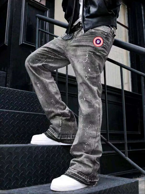 Men's Heavyweight Washed Denim Jeans - Summer Letter Logo Print Streetwear Jeans AAA_mkmklike.com