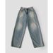 2026 Spring New Arrival Men's Loose Straight Denim Pants, Korean Dongdaemun Vintage Washed Wing Print Design Casual Jeans_mkmklike.com