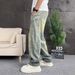 Men's High-End Whiskering Patchwork Washed Denim Jeans Loose Wide Leg Straight Leg Curved Trousers American Trendy Brand Spring/Summer Style_mkmklike.com
