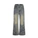 Heavy-duty Washed Denim Flared Men's Vibe Street Fashion American Vintage Distressed Frayed Casual Loose Bell-bottom_mkmklike.com